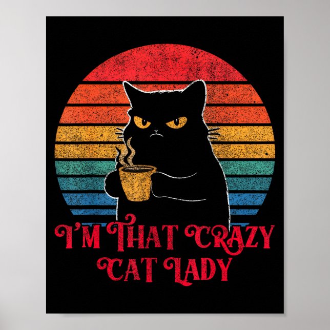 Retro I'm That Crazy Cat Lady Cat Lover Quote Funn Poster (Vorne)