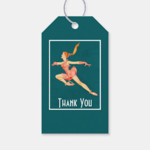 Retro Image Figure Skater in rosa Outfit Vielen Da Geschenkanhänger