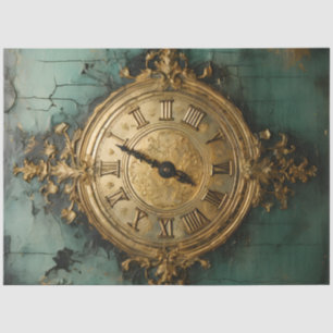Retro-Imitate goldene Uhr türkisfarbener Hintergru Seidenpapier
