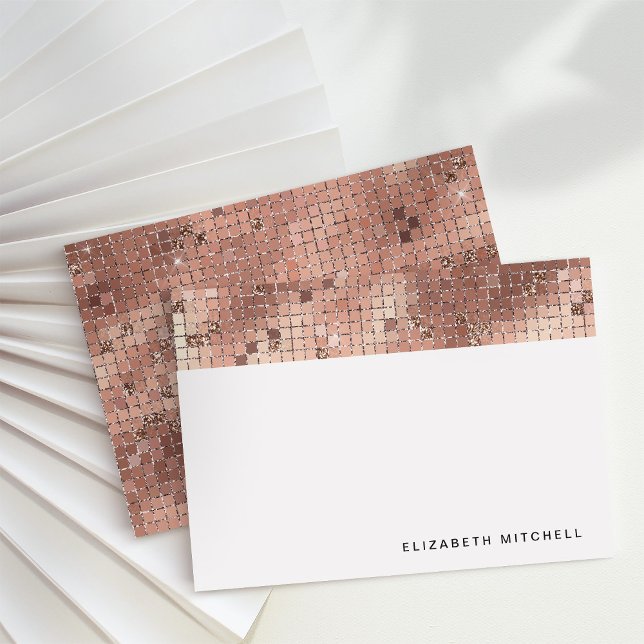 Retro Imitate Rose | Monogramm Mitteilungskarte (Glam, disco-inspired note cards)