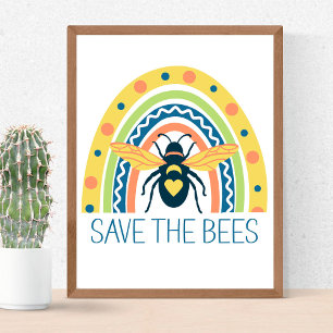 Retro Imker Bienenstand Bio-Honigbiene Regenbogen Poster