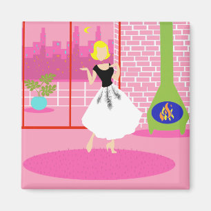 Retro in der rosa Farbe Magnet