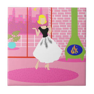 Retro in der rosa Keramik-Fliese Fliese