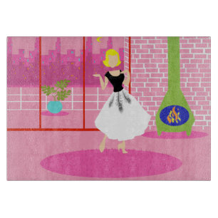 Retro in der rosafarbenen Zwischenablage Schneidebrett