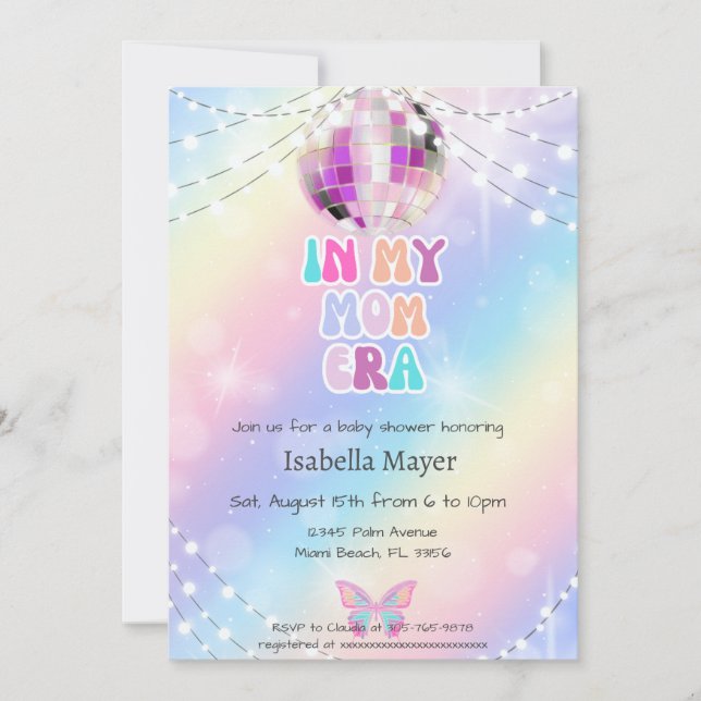 Retro in ihrer Mama Era Baby Dusche Einladung (Vorderseite)