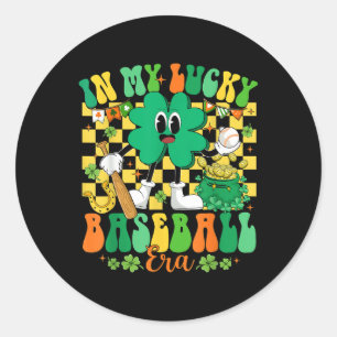 Retro in meinem glücklichen Baseball-Zeitalter St Runder Aufkleber