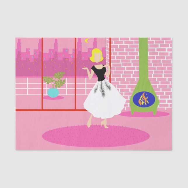 Retro in rosa Gewebpapier Seidenpapier (Vorderseite)