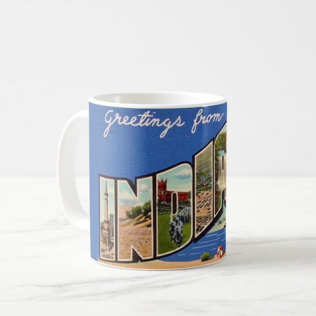 Retro-Indiana-Gruß-Tasse Kaffeetasse (Vorderseite Links)