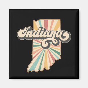 Retro-Indiana-Kartenkunst Vintage-Staatsdesign Magnet