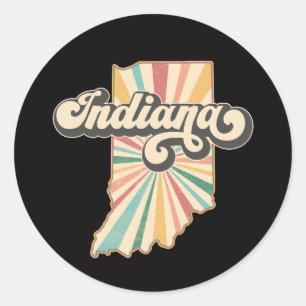 Retro-Indiana-Kartenkunst Vintage-Staatsdesign Runder Aufkleber