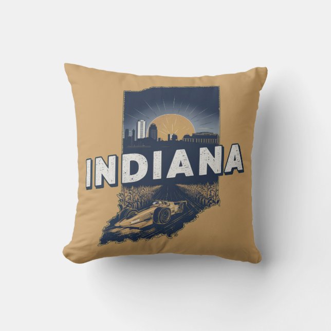 Retro Indiana Landschaftliche Silhouette Kissen (Vorderseite)
