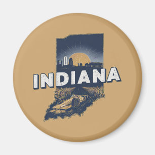 Retro Indiana Landschaftliche Silhouette Magnet