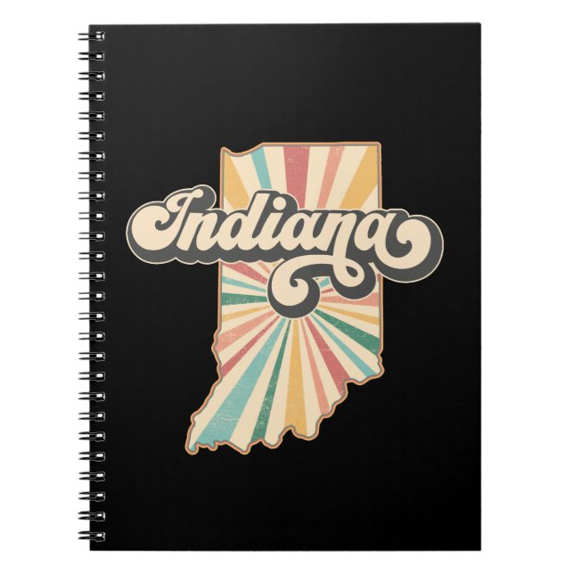 Retro Indiana Map Artwork | Vintager Staat Notizblock (Vorderseite)