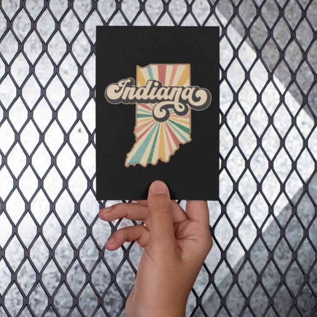 Retro Indiana Map Artwork | Vintager Staat Postkarte (Retro Indiana Map Artwork  Vintage State Design Postcard)