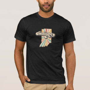Retro Indiana Map Artwork Vintager Staat T-Shirt