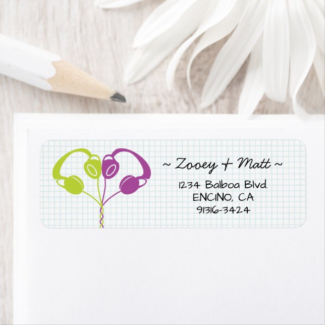 Retro Indie Kopfhörer Herz Hochzeit Lila Limon (Insitu)