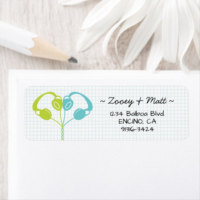 Retro Indie Kopfhörer Herz Hochzeit Limon Blau (Insitu)