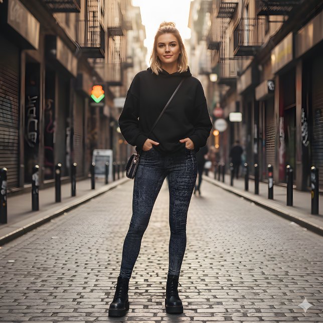 Retro Indigo Gray Artistic Texture Leggings (Von Creator hochgeladen)