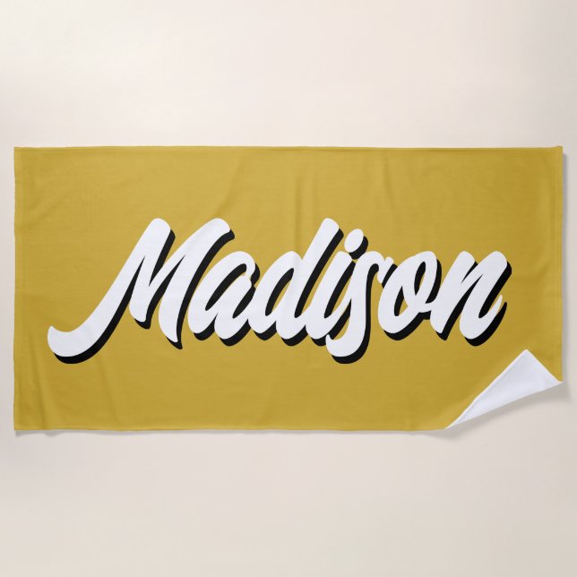 Retro Individuelle Name Personalisiertes Vintages  Strandtuch (Vorderseite)