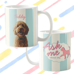Retro individuelles Hunde-Foto & Name Pastell-Stre Kaffeetasse