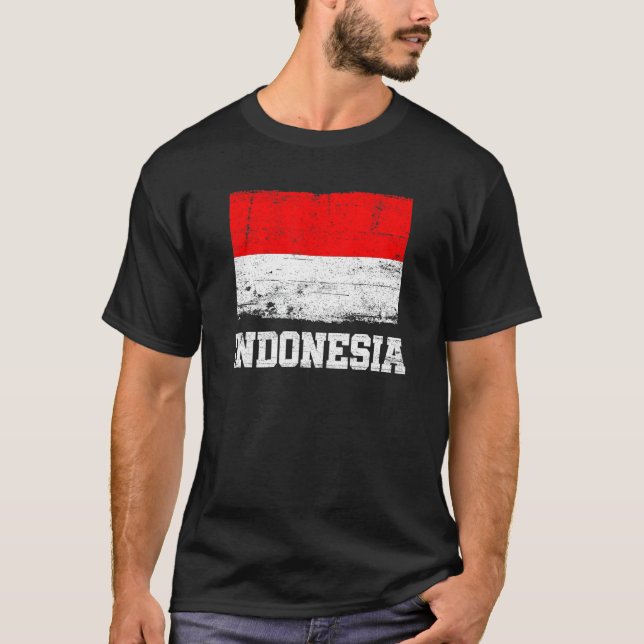 Retro Indonesia Flag Vintage Indonesian Pride T-Shirt (Vorderseite)