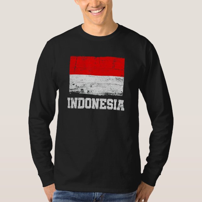 Retro Indonesia Flag Vintage Indonesian Pride T-Shirt (Vorderseite)