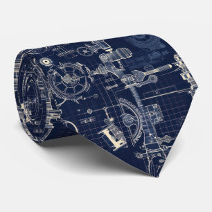 Retro-Industrie-Blueprint-Halsband für Ingenieure Krawatte
