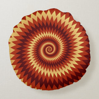 Retro Inferno Spiral Art – Hypnotic Geometric Flam Rundes Kissen