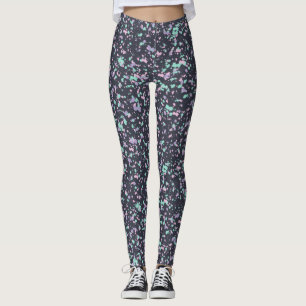 Retro Inky Black Specklette Pastel Spritzer Paint Leggings