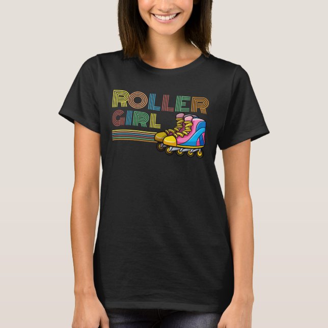 Retro Inline Skater Girl Roller Skate Lover T-Shirt (Vorderseite)