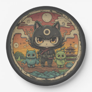 Retro Insel Freunde: Ninja Katzen Crew Pappteller