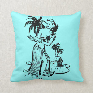 Retro Insel Hula Tänzerin Palme Benutzerdefinierte Kissen
