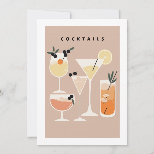 Retro-inspiriert Cocktail-Party Einladung (Vorderseite)