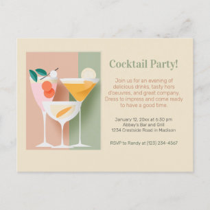 Retro-inspiriert Cocktail-Party Einladung Postkarte