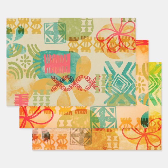 Retro Inspiriert hawaiianisches Druckmuster Geschenkpapier Set (Set)