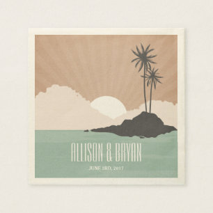 Retro Inspiriert Island Beach Wedding Napkins Serviette
