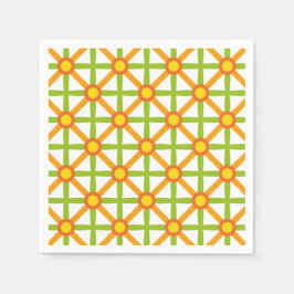 Retro-Inspiriert orangefarbenes, gelbes Muster Serviette