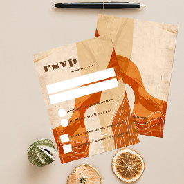 Retro inspiriert Rsvp-Karte, verbrannte orange Bau Einladung