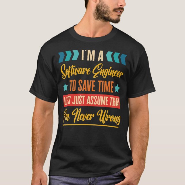 Retro Inspiriert Software Engineer rette Zeit T-Shirt (Vorderseite)