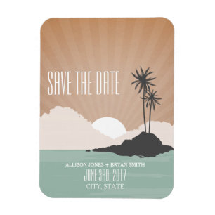 Retro-inspirierter Strandhochzeits-Save-the-Date-M Magnet
