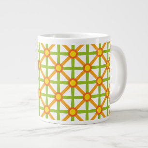 Retro-inspiriertes Orange-Grün und Gelb-Muster Jumbo-Tasse