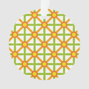 Retro-inspiriertes Orange-Grün und Gelb-Muster Ornament