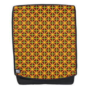 Retro-inspiriertes Orange-Grün und Gelb-Muster Rucksack