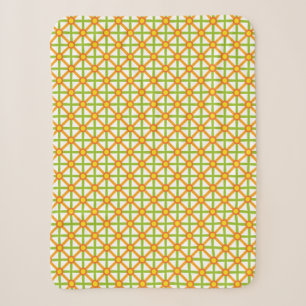 Retro-inspiriertes Orange-Grün und Gelb-Muster Sherpadecke