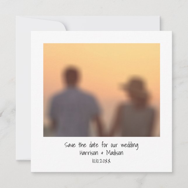 Retro Instant Foto Name Hochzeit Rett Datum Karte (Vorderseite)