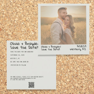 Retro-Instant-Kamera-Foto Save-the-Date mit QR Save The Date