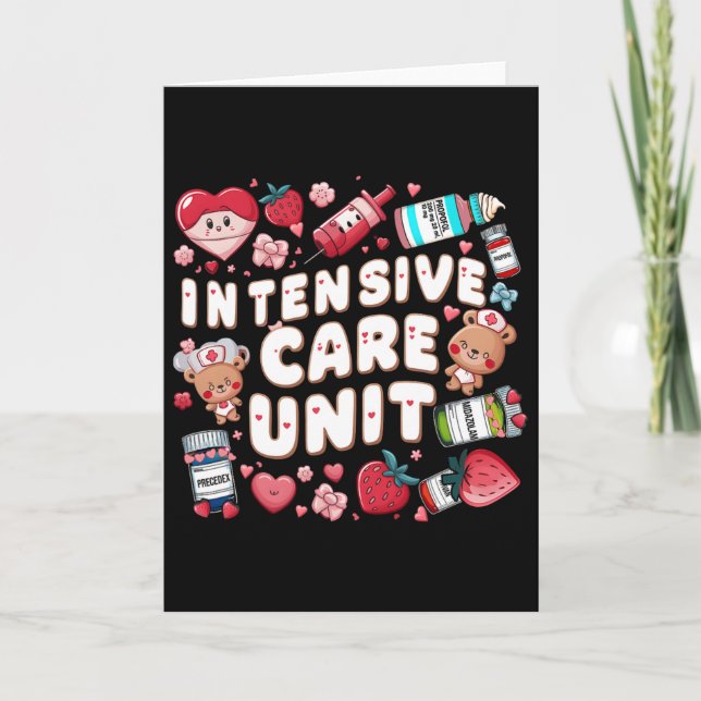 Retro Intensive Care Unit Nurse Tech Valentine Icu Karte (Vorderseite)