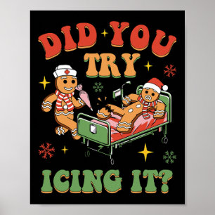 Retro-Intensivstation Krankenschwester Weihnachten Poster