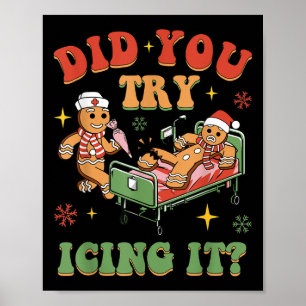 Retro-Intensivstation-Schwester Weihnachten Lebkuc Poster