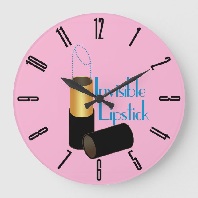 Retro Invisible Lipstick Große Wanduhr (Vorderseite)